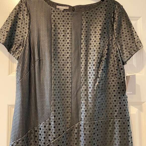 (Sizes 8,10) Perforated Black Faux Leather Dress - Picture 9 of 13